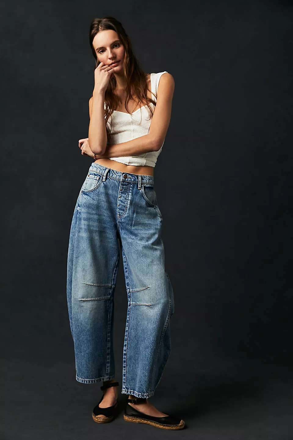 Double-Waistband Balloon Jeans  | Womens  Jeans Clothing Jeans